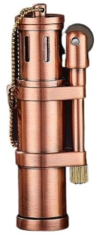 Mechero retro de queroseno , Rueda de moler portátil Encendedor, encendedor estilo mini trinchera ww2, encendedores de llama suave for hombres Encendedor a prueba de viento ( Color : Copper color )
