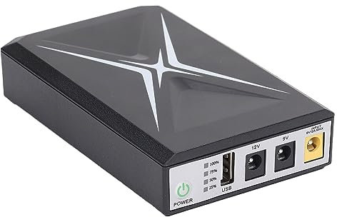 Mini Batterie de Secours UPS 10 400 MAh, Alimentation sans Interruption, Entrées Multiples, Tension et Courant, Protection Intelligente, avec Large Application pour Caméra de