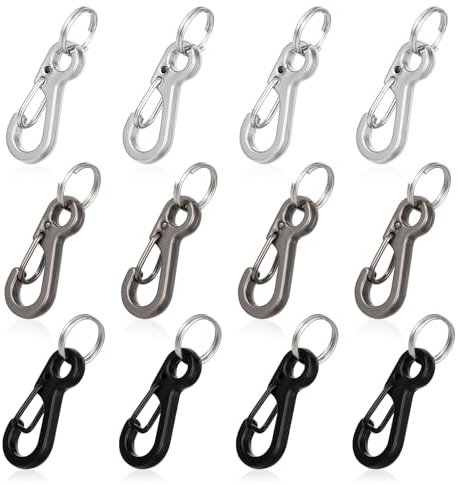 12 Sets Mini-Karabinerhaken Klein Karabiner Schlüsselanhänger Mit Metallfeder Set 2.5 cm Abnehmbare Karabinerhaken Schlüsselanhänger Ringe Für Rucksack Hundeleine Angeln