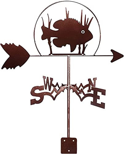 Wetterfahne, Wetterfahne, schwarzer Drache, Katze, Familie, Sika, Hirsch, Windrichtungsanzeige, Wetterhahn, Metallprodukte, Gartenpfahl, Kunstdekoration mit Montagehalterung, Zackenbarsch