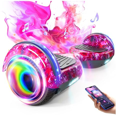 SISIGAD Scooter, Electric Scooters with Bluetooth & 6.5 Flash Wheels & LED Headlights Fender Lights, All Terrain for Girls Boys Kids Ages 5+