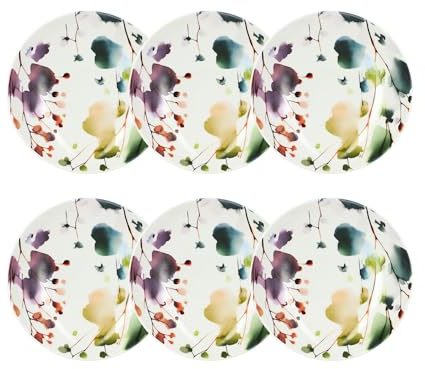 NOVASTYL - Lot6 assiettes calottes aquarelle 21cm en porcelaine - 2614742