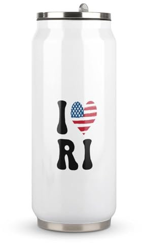 Yelolyio Rhode Island State Cups I Love Rhode Island Stainless Steel Tumbler Travel Coffee Mug Stainless Steel Cup with Lid and Straw for Men Women Birthday Gift