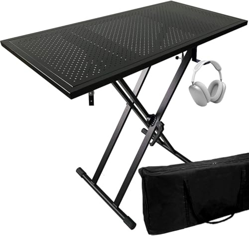 JILLSKY DJ Table Stand Audio Mixer Stand Portable Booth - 35 x 17.3 Versatile DJ Booth Stand for Piano, Laptops, Controllers, Midi Keyboards, and Audio Mixers, Mixer Pioneer DJ Controller Equipment