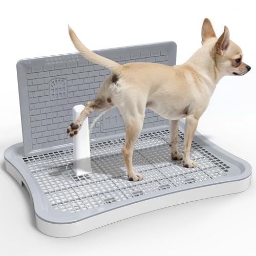 Pee Pad Holder, Indoor Dog Potty for Dogs, Puppy Pad Holder, Puppy Potty Training Tray with Splash Wall & Center Post, 20.1×15.4