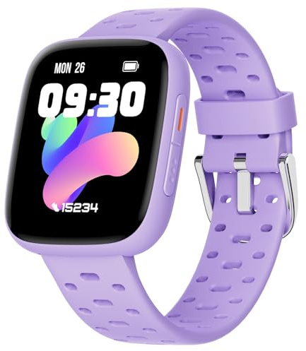 BIGGERFIVE Smartwatch Bambina Ado 5-16, 1,8 Fitness Tracker Orologio con Contapassi, Frequenza Cardiaca, Resistente all'Acqua 30m, Monitor del Sonno, Giochi Puzzle con/senza APP, Lilla