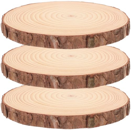 NUOBESTY Lot de 3 Dalles de Jardin Extérieures en Bois Solide 18-20 CM Diamètre 2 CM Épaisseur pour Allée Extérieure Décorative Jardin