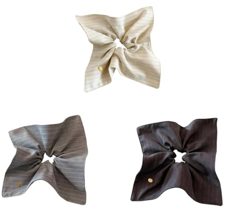 3 stycken hårsnoddar scrunchies för kvinnor retro vind hårsmycke huvudduk ränder elastiska tjocka band hårklämma hårband