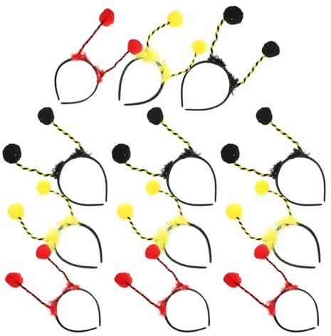 IWOWHERO 12 Pezzi Cerchietti Ape con Pompom Colorati Fasce Morbide e Leggere per Capelli Accessorio Apicoltura e Party per Bambine e Ragazze Cerchietti Cosplay Comodi e Adatti Halloween