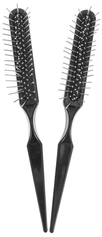 Hohopeti Lot de 2 Brosses à Crêper les Cheveux Peigne Queue de Rat Brosse de Massage du Cuir Chevelu Acier Inoxydable pour Coiffure Professionnelle Coloration et Démêlage Usage Salon