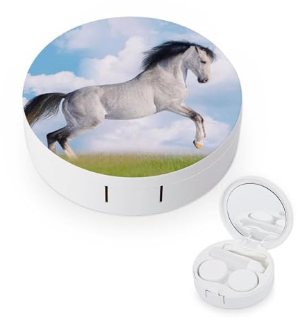 fkgvwo Contact Lens Case White Horse Contact Lens Box Travel Kit Portable for Travel & Home