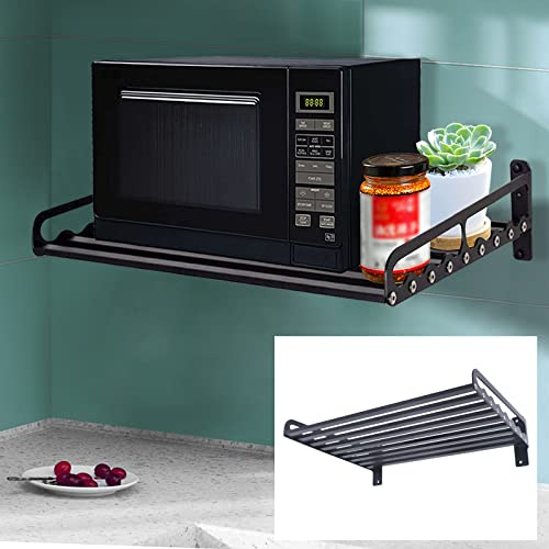 Étagère murale en aluminium pour micro-ondes, support de four peu encombrant pour petites cuisines et appartements, solution de rangement 50 x 39,5 x 15 cm