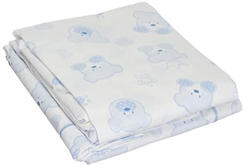 Italbaby 020.1000-004, Lenzuolino completo 3 pezzi, In cotone, Fantasia tenerezza azzurro