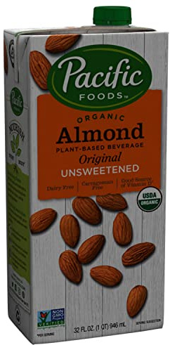 Pacific Foods Organic Original Almond Milk, Unsweetened, 32 Ounce