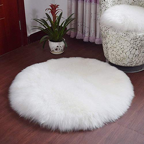 YDFYX Lammfell Schaffell Teppich Kunstfell Dekofell in Super weich Lammfellimitat Teppich Longhair Fell Optik Nachahmung Wolle Bettvorleger Sofa Matte (A-Weiß, 45 x 45cm)
