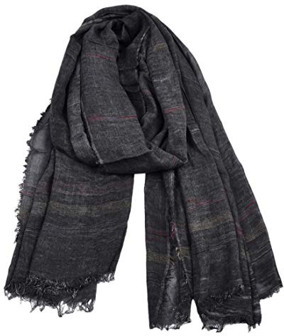 YONKOUNY Sciarpa Uomo Autunno e Inverno Elegante Calda Lunghe Sciarpa in Cotone Scaldacollo (Nero)