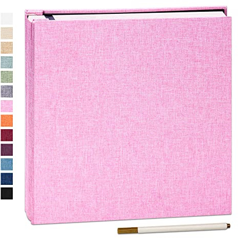 Yopih Selbstklebendes Fotoalbum 33x32 cm für 10x15, 13x18, 20x25 cm Bilder, DIY Fotoalbum zum Selbstgestalten, 40 Selbstklebende Seiten mit Metallstift, Hochzeit Baby Reise Geschenk, Rosa