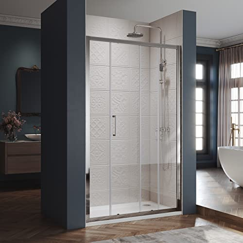 SIRHONA Porte de douche 110x 185 cm coulissante Porte douche extensible Paroi en niche verre trempé pour douche, profilés aspect chromé Cabine de douche coulissante