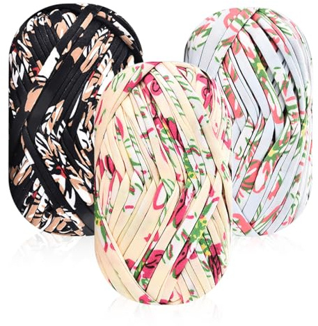 iSuperb 3 Pack Textilgarn zum Häkeln und Stricken,Strickgarn, weiches Kerngarn,Fabric Cloth T-Shirt Yarn,für Teppiche Decke und Kunsthandwerk