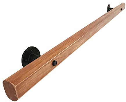 Handläufe Treppenhandlauf Kit Anti-Rutsch Holz Treppengeländer Handlauf für Treppen Innen Außen Holz Treppen Geländer für Familienhäuser,Kindergarten Loft Korridor,Wandmontage (150cm)