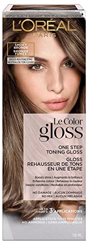 L'Oreal Paris Le Color Gloss One Step In-Shower Toning Hair Gloss, Neutralizes Brass, Conditions & Boosts Shine, Smoky Bronde, 4 Ounce