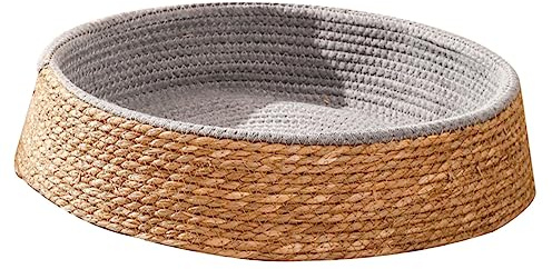 BUGUUYO Rattan Pet Bed The Round House Circle Dog Bed Puppy Kennel for Small Dogs Pet Woven Grass Mat Grass Hamster Nest Guinea Pig Hideaway Hut Cat Supply Woven Nest Supply Rabbit