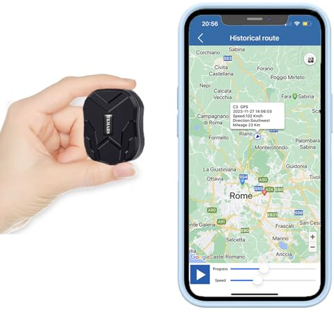TKMARS Mini GPS Tracker Ohne ABO GPS Tracker Klein für Auto, Kinder, Koffer, Fahrrad，Dokumentation，1500mah