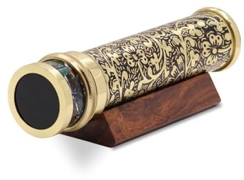 RII Caleidoscopio in ottone laccato intagliato a mano, caleidoscopio classico per oggetti ad olio, idee regalo uniche per una persona speciale, (17,8 x 3,8 cm)