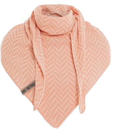 KNIT FACTORY - Dreiecksschal Vera - Damen Strickschal mit Wolle - Umschlagtuch für den Herbst und Winter - Winterschal mit Fischgrätmuster - Dreieckstuch - XXL Schal - 190x65 cm