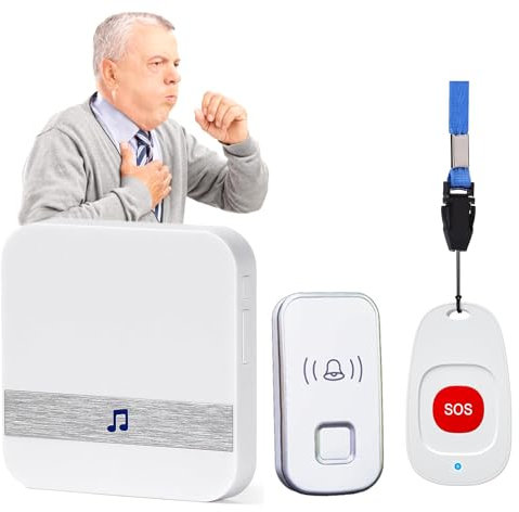 Sistema Di Allarme Cercapersone Anziani, Set Di Chiamate Di Emergenza Infermieristica Domestica, Ricevitore + Pulsante Di Chiamata SOS + Campanello, Cercapersone Badante Per Bambini, Disabili