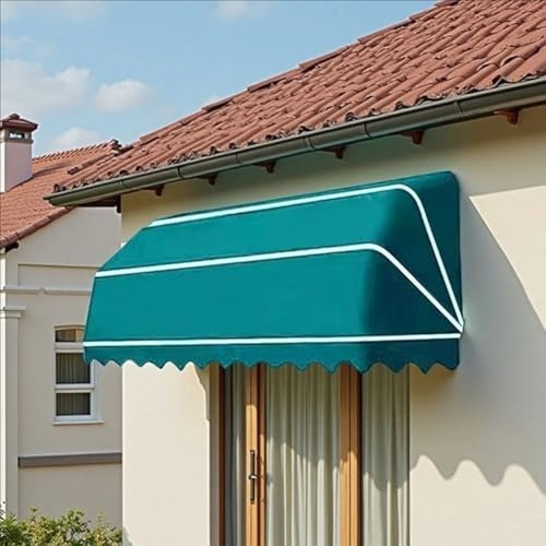 Infällbar fransk böjd markis – UV-skydd för dörrar och fönster perfekt för kaféer, restauranger och butiker (grön-B 80 x 45 x 45 cm) – regn- och snösköld