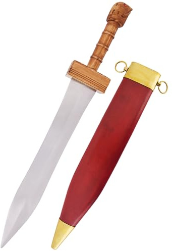 Battle-Merchant Parazonium, Griechisch-Römisches Kurzschwert mit Scheide | Dekorative Römische Dolch Replik für Reenactment & Historische Darstellungen, Ausstellungsstück, Römer, Legionär, ab 18