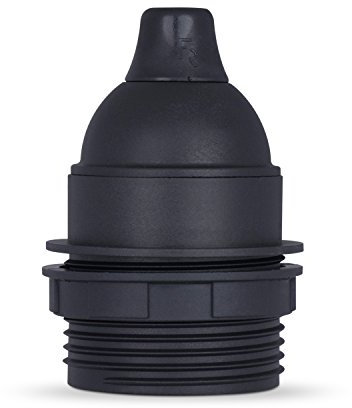 Teilgewindemantel Lampenfassung E27 aus Thermoplast, schwarz mit Zugentlastung - 1x Stück