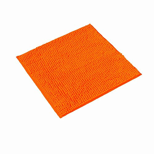 PANA Fluffig WC matta utan utskärning • Chenille badmatta i olika färger och storlekar • Badrumsmatta halkfri och tvättbar • 45 x 45 cm • Färg: orange