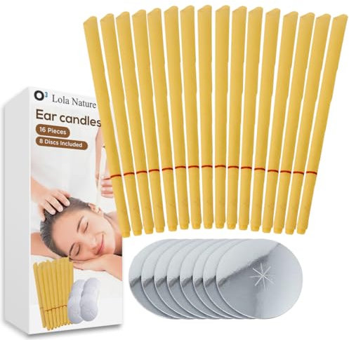 Velas para los Oídos para Limpieza de los Oídos - 16 Unidades con 8 Discos Protectores - Conos Cera Oídos de Cera – Removedor de Cera – Ear Wax Candle con Fragancia Natural