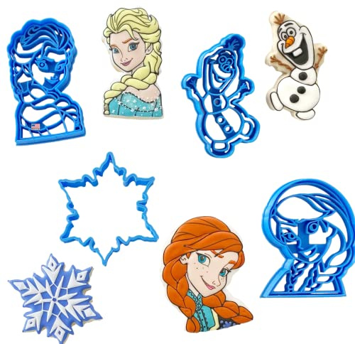 INSPIRED BY FROZEN COOKIE CUTTERS. Inspired By Frozen Sister Princesses Anna and Elsa With Olaf The Snowman And Snowflake Outline Cookie Cutters (4 Pack)