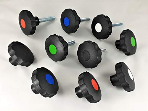3 Stück Ø64mm Sterngriff schwarz mit M12 Schraube 23mm Länge