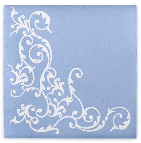 Mank Airlaid-Servietten 40 x 40 cm | perfekt für Gastronomie und Feiern | textilähnlich und saugstark | 50 Stück | Pomp (Pastellblau-Weiß)
