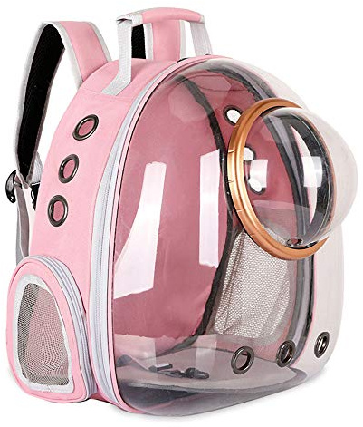 Sipobuy Zaino per animali domestici a capsula spaziale, per cani e gatti di taglia piccola e media, trasparente, traspirante e resistente al calore, per viaggi, escursioni, passeggiate e campeggio