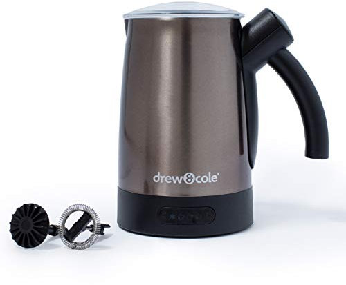 Drew&Cole Barista Frothiere Milk Frother 200ml - Electric Steamer for Cappuccinos, Hot Chocolate & Lattes - Easy Touch Control - 4 Programmed Barista Styles - 2 Interchangeable Whisks