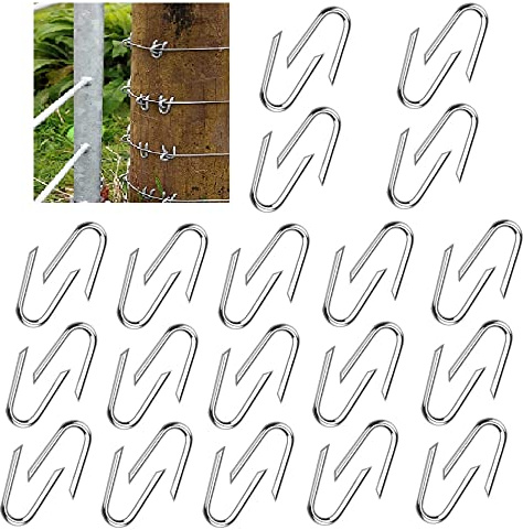 VCRANONR 100 Stücke U Krampen 20 * 1,3 mm Krampennägel Klein Drahtschlaufen Zaun Draht U Klammer Nagel Verzinkt Scharf Nagelkrampe U Nägel mit Spitzen für Netze, Zaun, Masche, Hühnerhausdraht