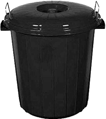 Muddy Hands Plastic Bin Indoor Kitchen Outdoor Garden Rubbish Waste Recycling Dustbin Animal Feed Pet Food Storage (Black, 50 Litre)