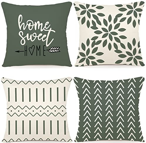 YCOLL Kissenbezüge 4er Set Kissenhüllen leinen Kissenbezug Dekokissen Sofakissen für Sofa Gartenbett Couch Kissen 40x40cm 4er Set
