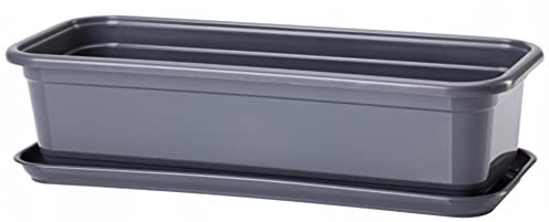 POKM Toolsmarket GmbH Balkonkasten Blumenkasten mit Untersetzer Venus 60 cm Anthrazit