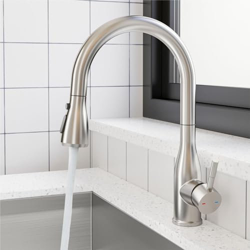 YUANNY Rubinetto Cucina con Doccetta Estraibile, Miscelatore Cucina Girevole a 360 °, 3 Modalità Rubinetti per Lavello Cucina Risparmio Idrico, Monocomando Calda e Fredda Regolabile, Acciaio Inox 304