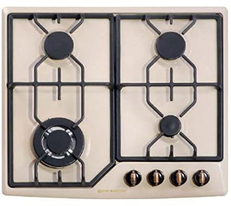 EAS ELECTRIC SMART TECHNOLOGY | EMH46RC | Encimera de gas 4 fuegos | Color Crema | 60 cm | Gas butano y Gas Natural | Autoencendido | Estilo Rústico | Válvula de seguridad en quemadores