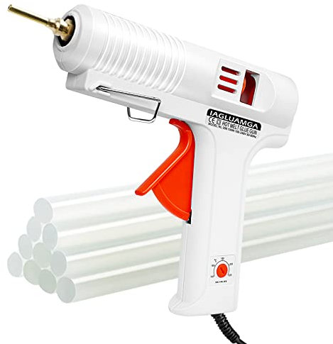 IAGLUAMGA Heißklebepistole mit Klebestiften, 100 Watt Temperaturverstellbares Handwerksreparaturwerkzeug Klebepistole für Heimwerker, Kunst-und Bastelprojekte, Schnellreparaturen