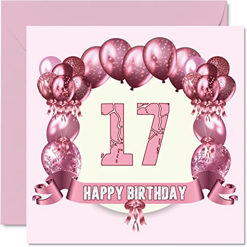 Stuff4 Lustige Geburtstagskarte zum 17. Geburtstag für Mädchen | Geburtstagsballons, Karte für Sohn Tochter Bruder Schwester Enkel Enkelin Nichte Neffe Cousin 145mm Grußkarten 17. Geburtstag