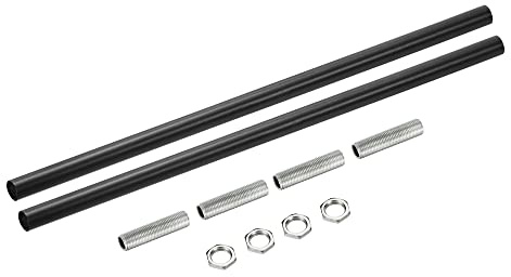 sourcing map 2 Set Verlängerungsstangensatz, Verbindungsmutter M10 300 mm / 3,94 Überwurfmutter mit Gewinderohr, Gewindeverlängerung, Schwarz