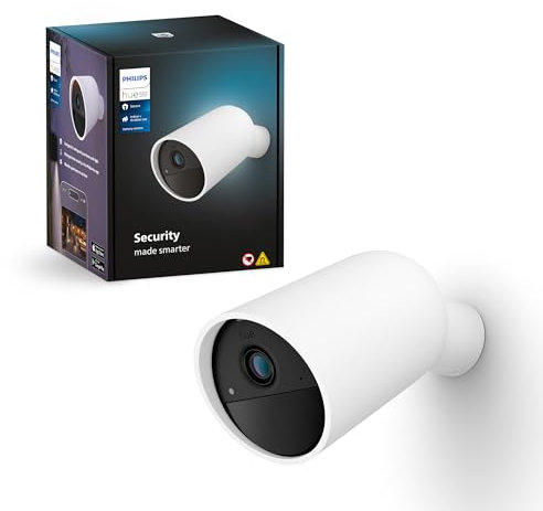 Philips Hue Secure - Cámara de Video Vigilancia Inteligente para Exteriores/Interiores, inalámbrica (Color Blanco), Full HD Video, fácil de Instalar, Control de Vigilancia y Luz con Solo una App